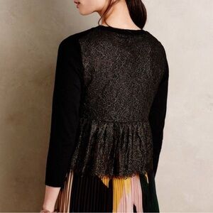 NWT Anthropologie Knitted and Knotted Black Lace Cardigan Size M